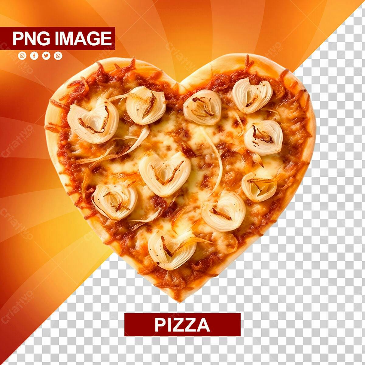 PSD Pizza em Formato de Coração para Dia dos Namorados