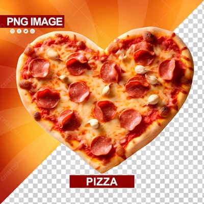 Psd de Pizza em Formato de Coração para Dia dos Namorados