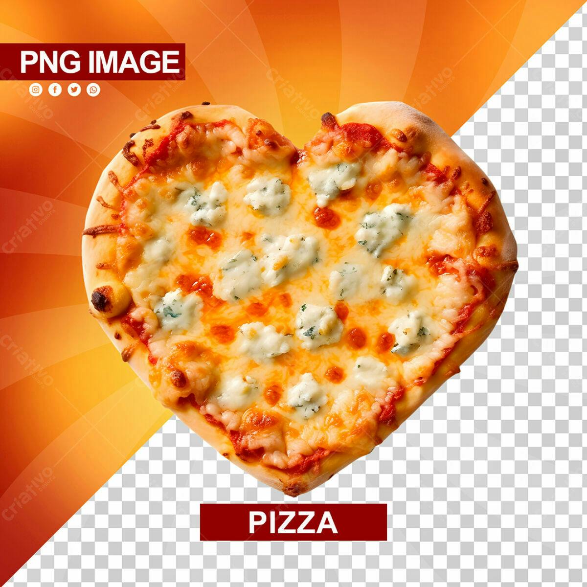 Psd Pizza em Formato de Coração para Dia dos Namorados