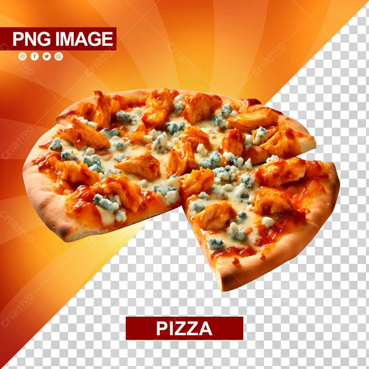 Mockup Pizza com Queijo Gorgonzola PSD Editável
