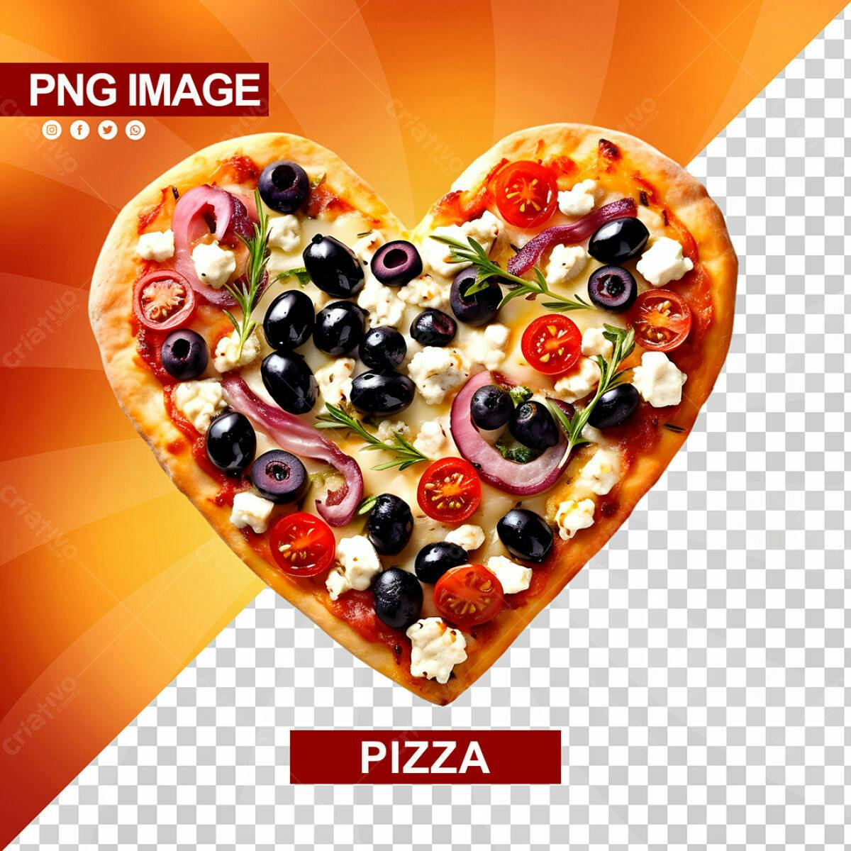 PSD Pizza em Formato de Coração para Dia dos Namorados