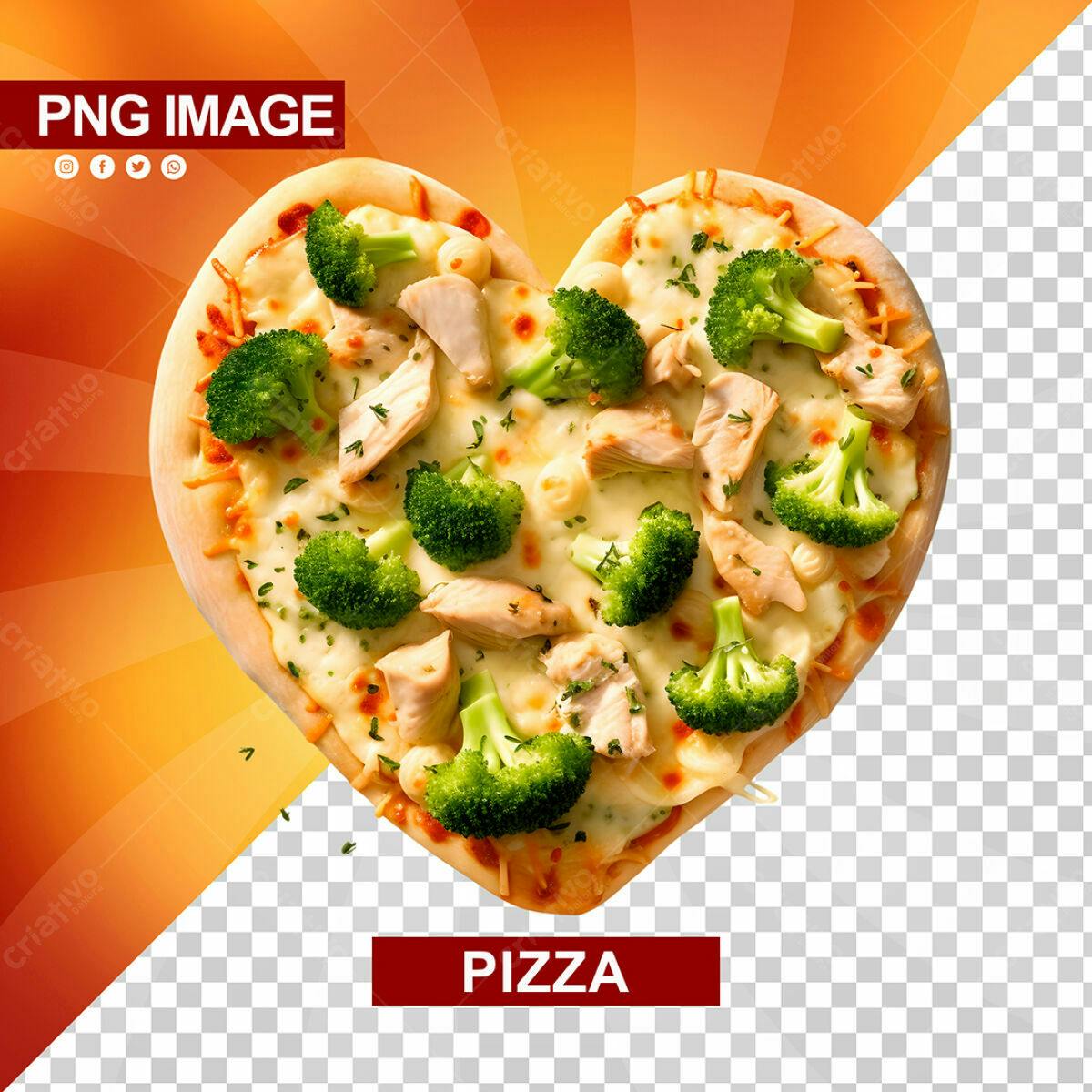 Pizza em Formato de Coração PSD Editável