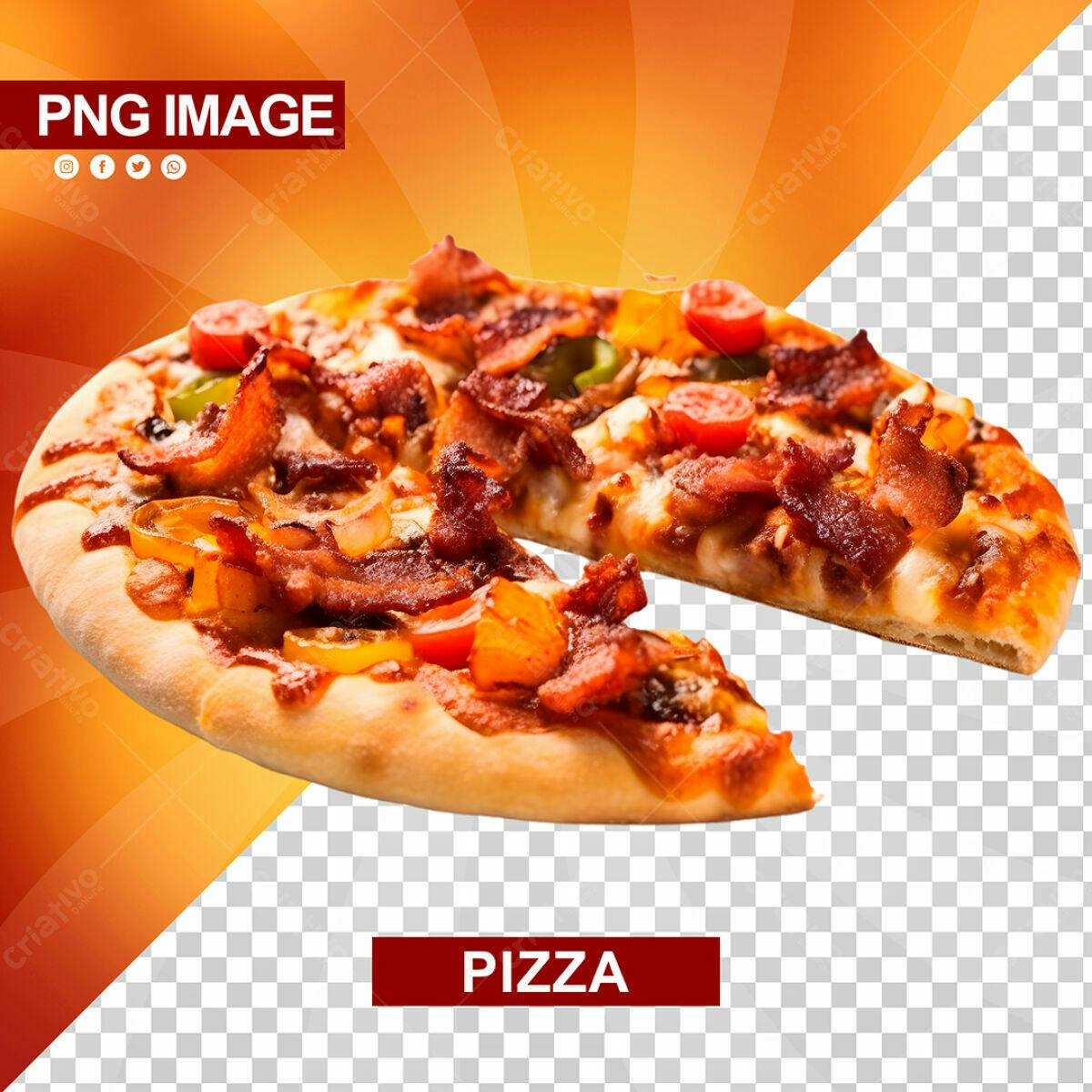 Psd de Pizza com Bacon para Cardápio de Restaurante