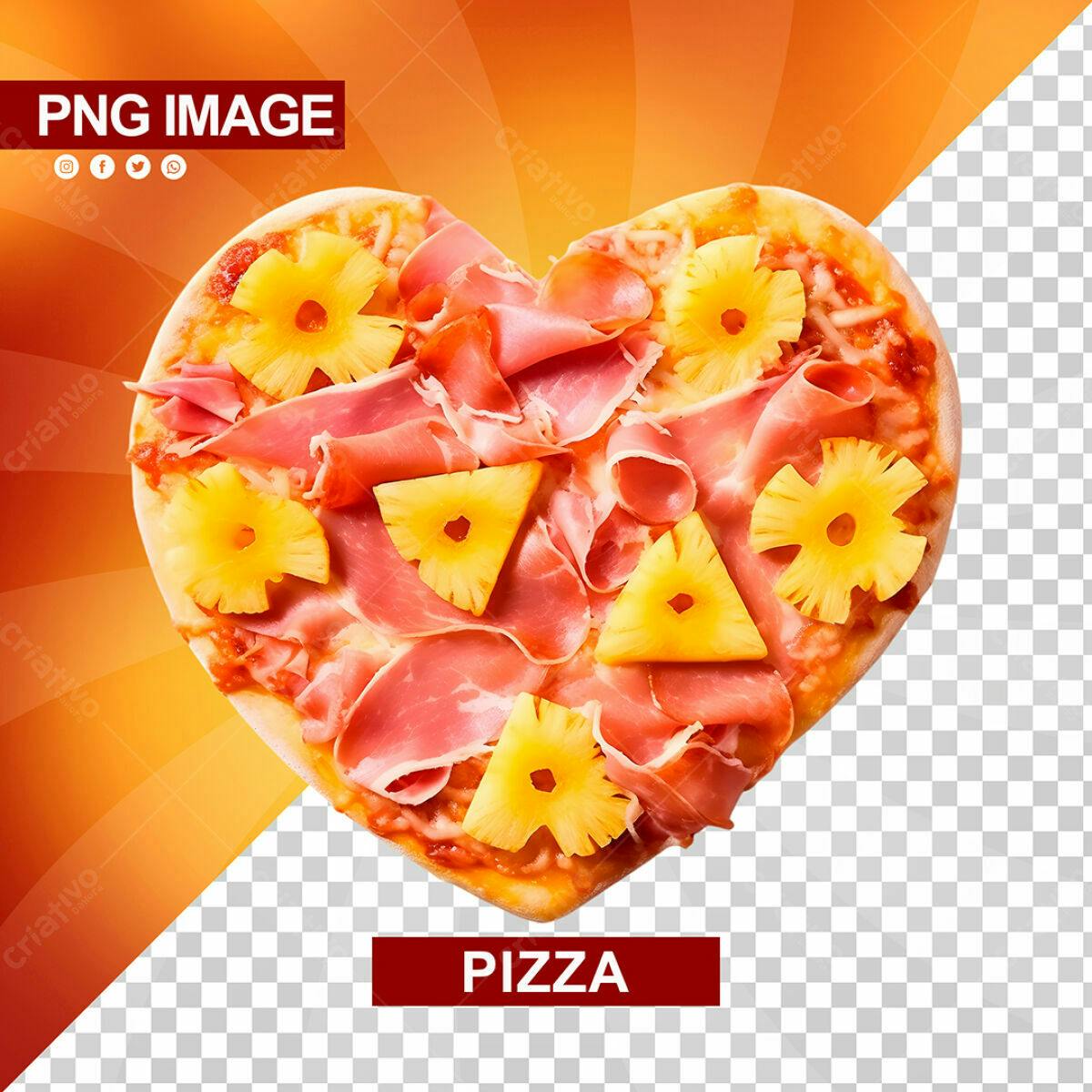 Pizza em Formato de Coração PSD Editável