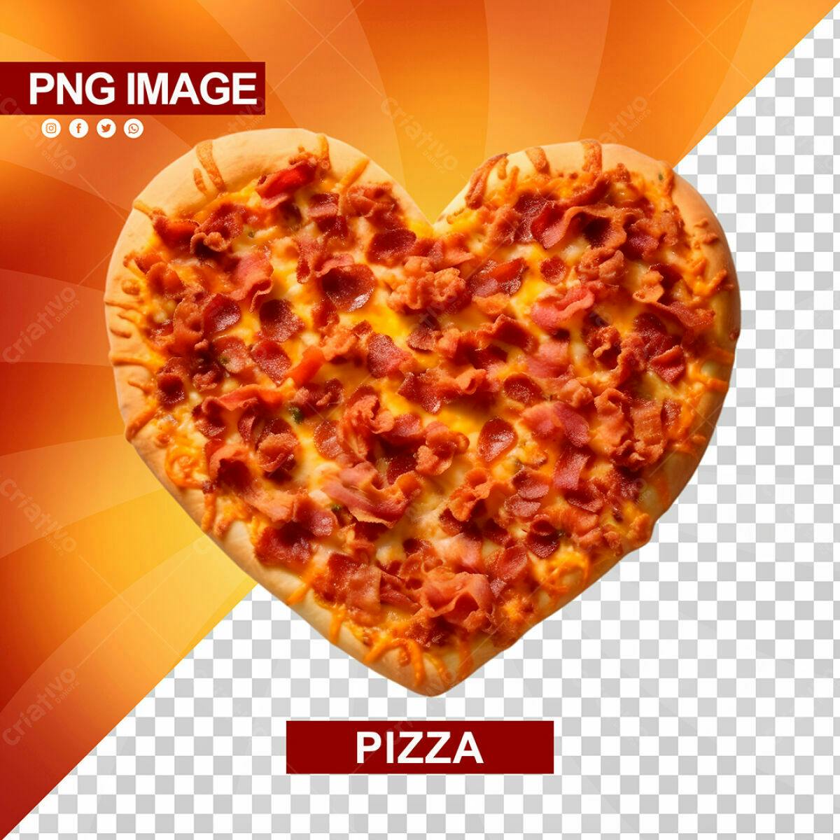 PSD Pizza em Formato de Coração para Dia dos Namorados