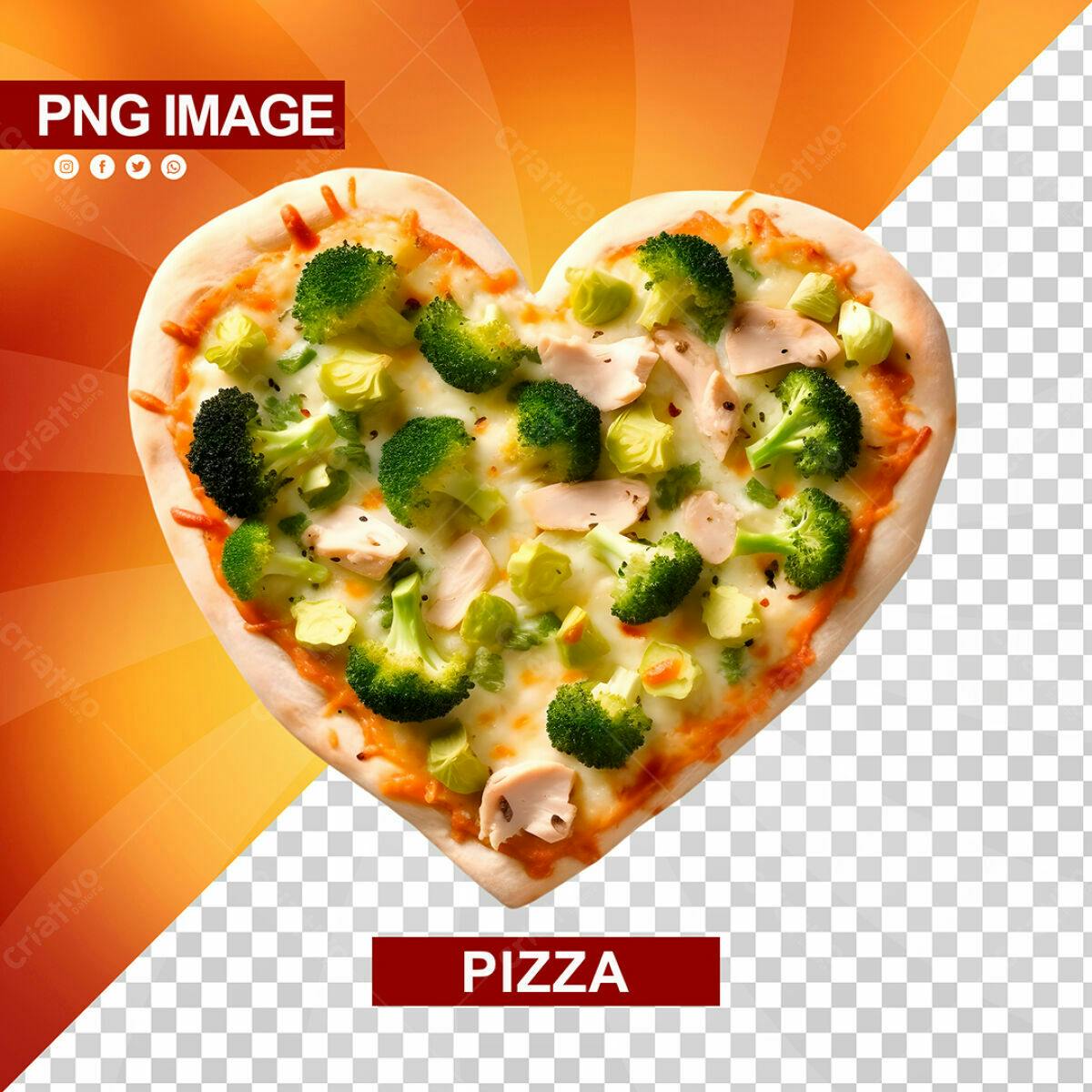 Psd Pizza em Formato de Coração para Dia dos Namorados PSD Editável