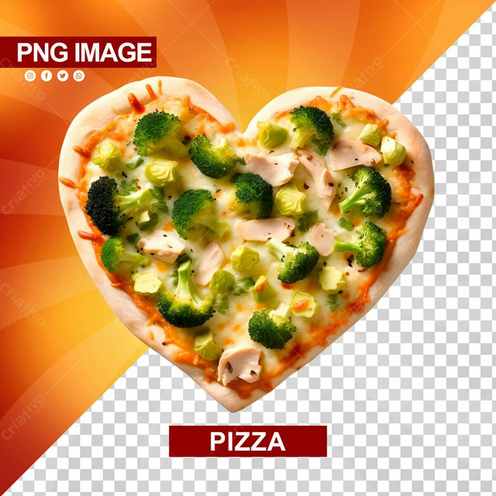 Deliciosa Pizza Formato De Coracao Legumes Psd (2)