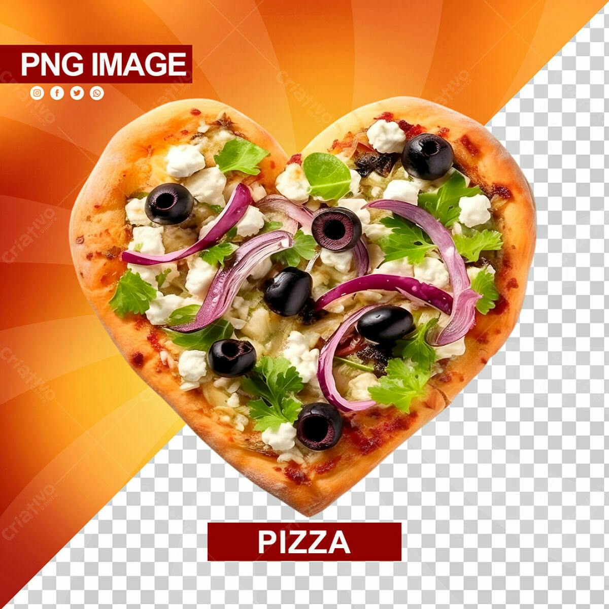 PSD de Pizza em Formato de Coração para Dia dos Namorados