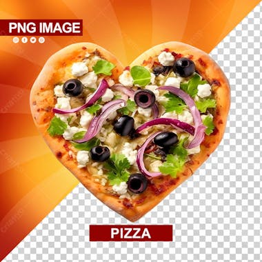 Pizza deliciosa formato de coracao psd