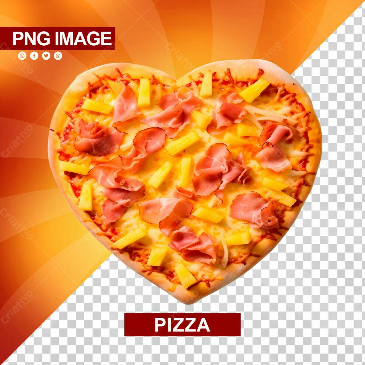PSD Pizza em Formato de Coração para Dia dos Namorados