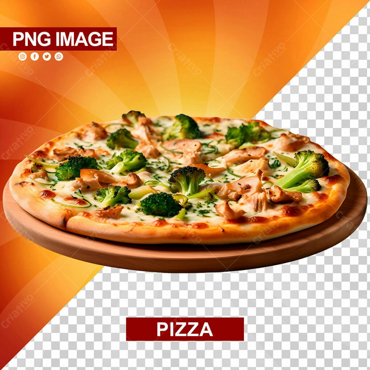 Banner Pizza Frango e Brócolis PSD Editável
