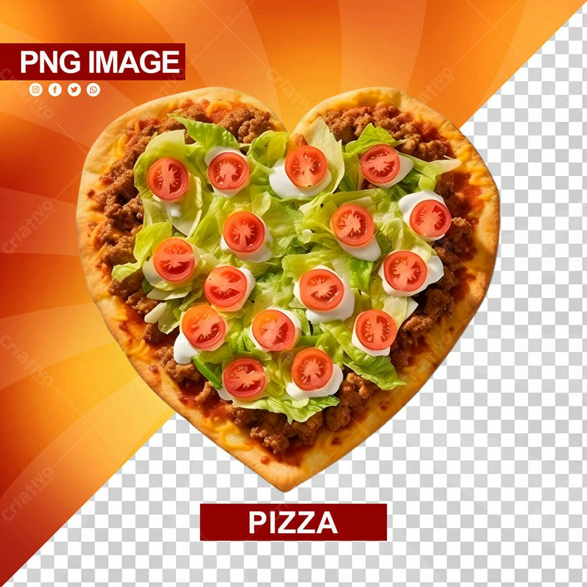 PSD Pizza em Formato de Coração para Dia dos Namorados
