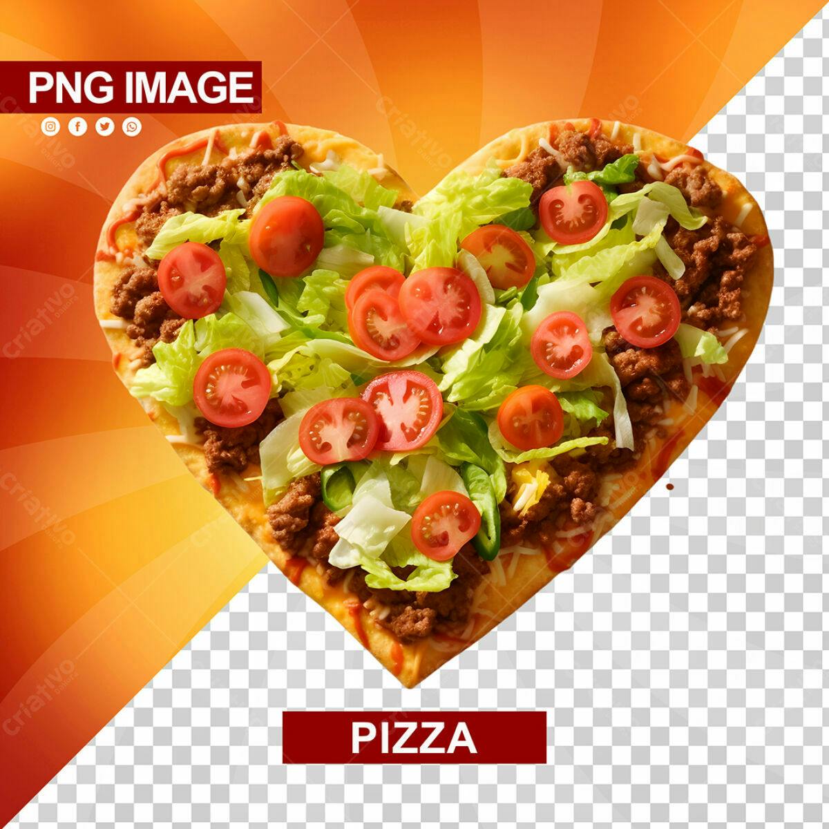 PSD de Pizza em Formato de Coração para Dia dos Namorados