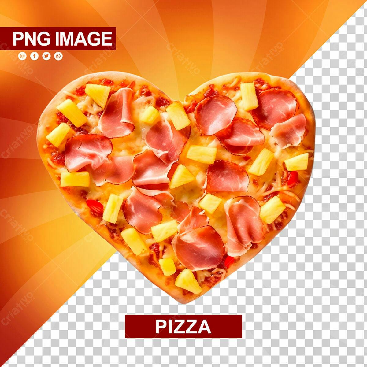 Imagem Pizza em Formato de Coração PSD Editável