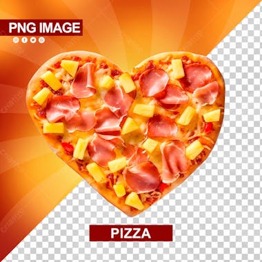 Pizza deliciosa formato de coracao calabresa e queijo psd