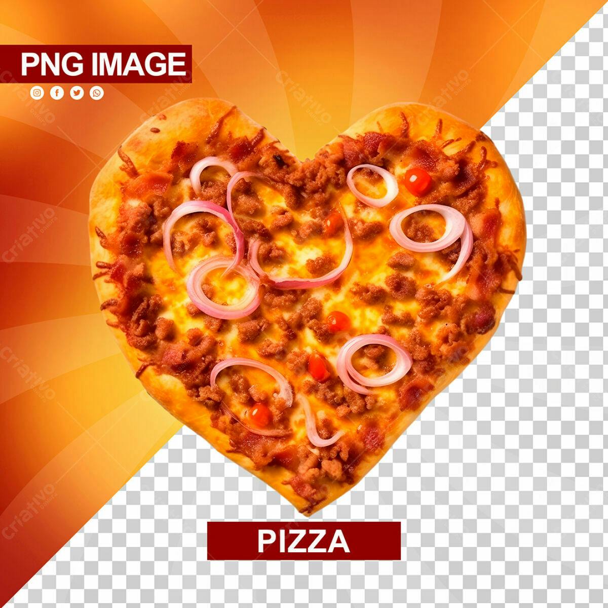 PSD Pizza em Formato de Coração para Dia dos Namorados