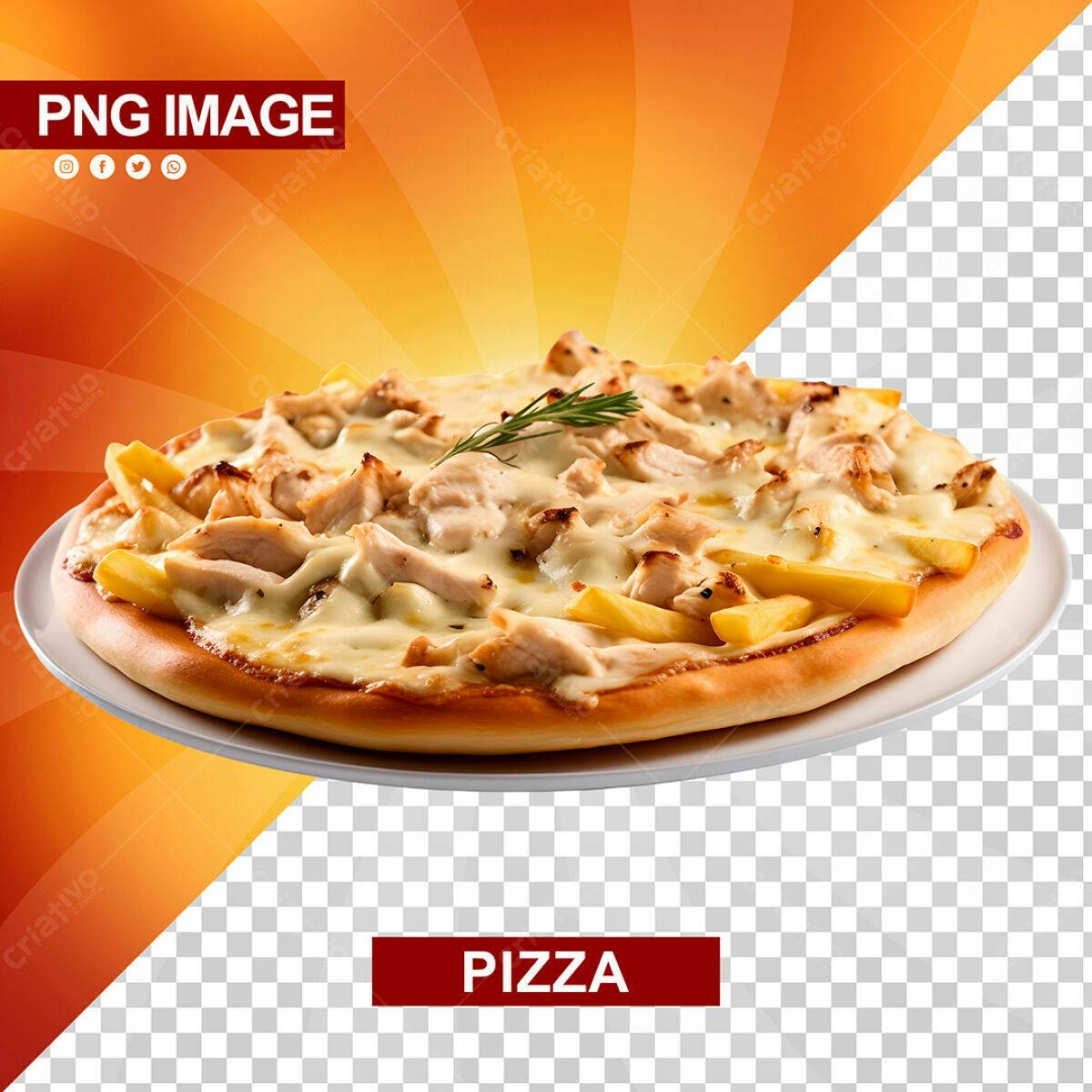 PSD de Pizza Frango e Batata para Cardápio PSD Editável