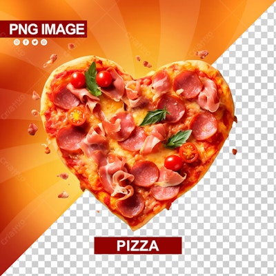 Flyer Dia dos Namorados Pizza em Formato de Coração PSD Editável