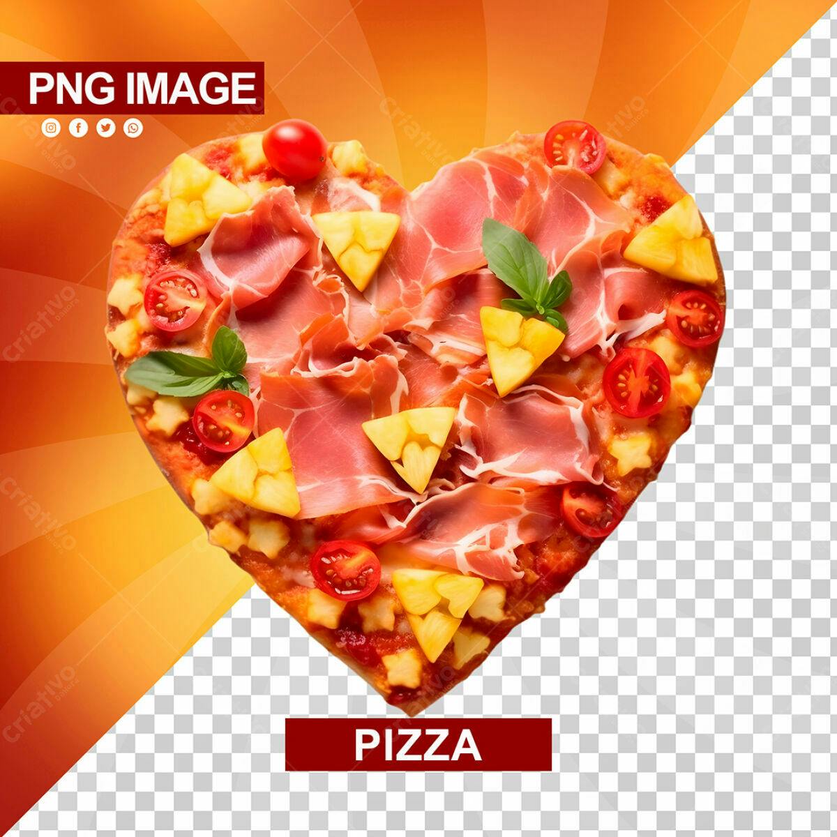 PSD Pizza em Formato de Coração para Dia dos Namorados