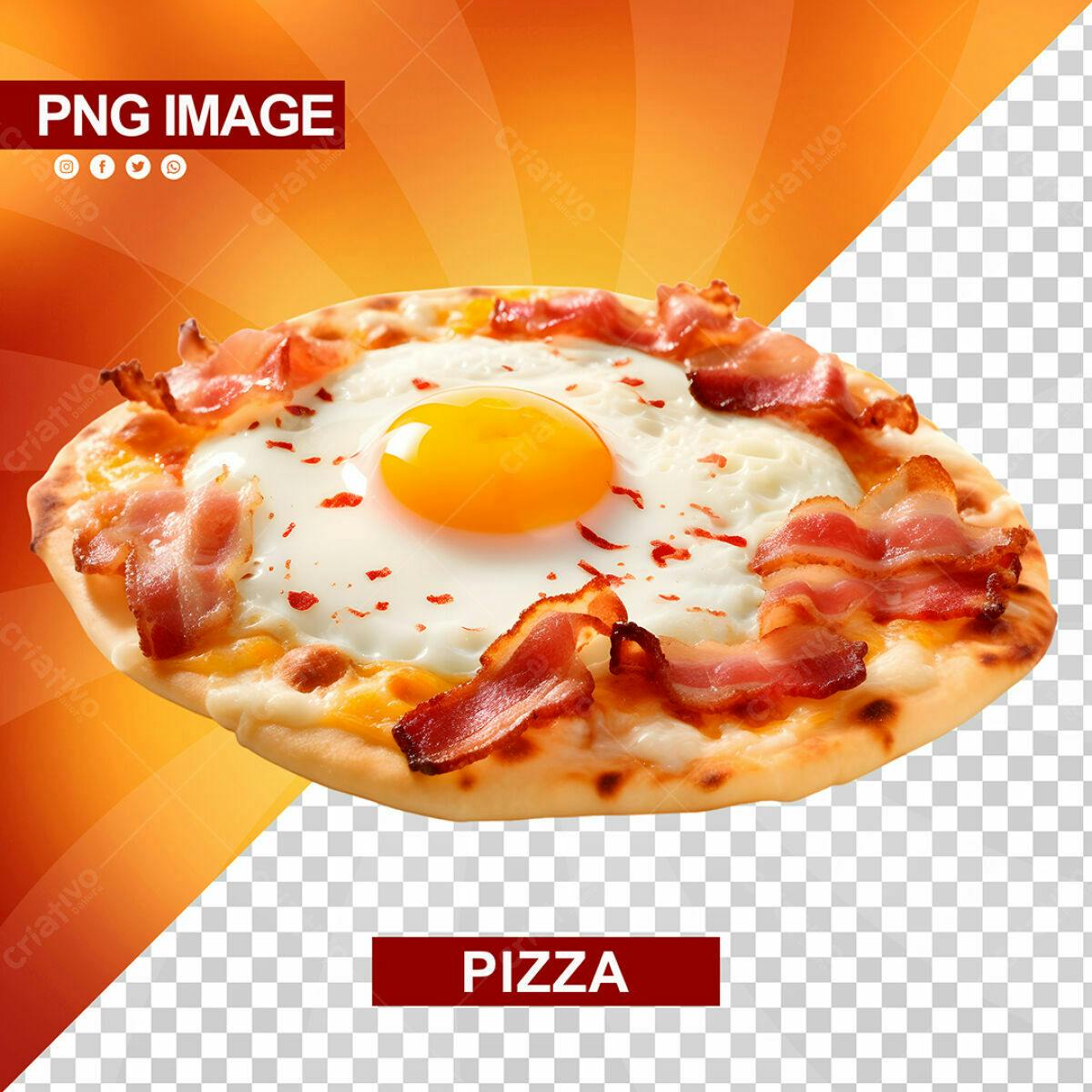 Pizza com Ovo e Bacon PSD Editável