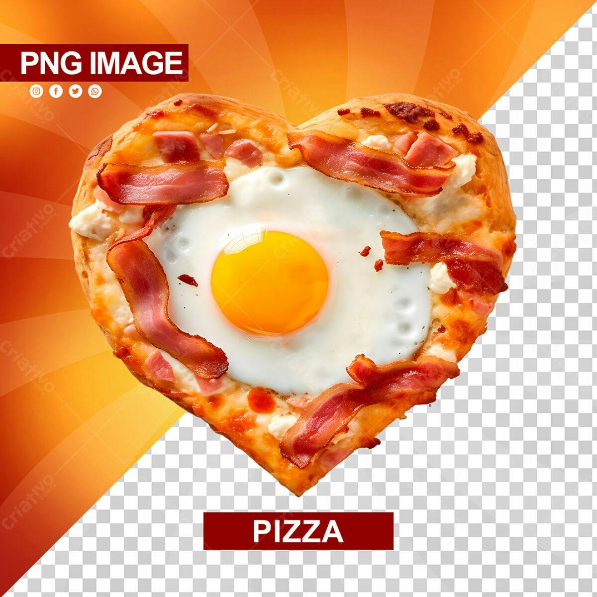 Pizza em Formato de Coração PSD Editável