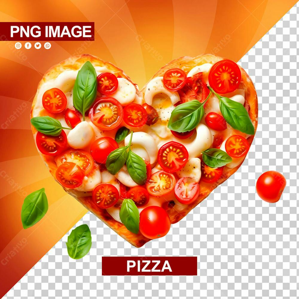 Pizza Deliciosa Sabor Tomate Com Ovo Formato De Coracao Psd