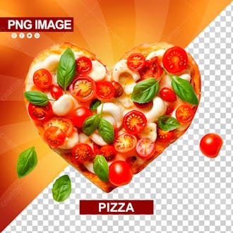 Pizza deliciosa sabor tomate com ovo formato de coracao psd
