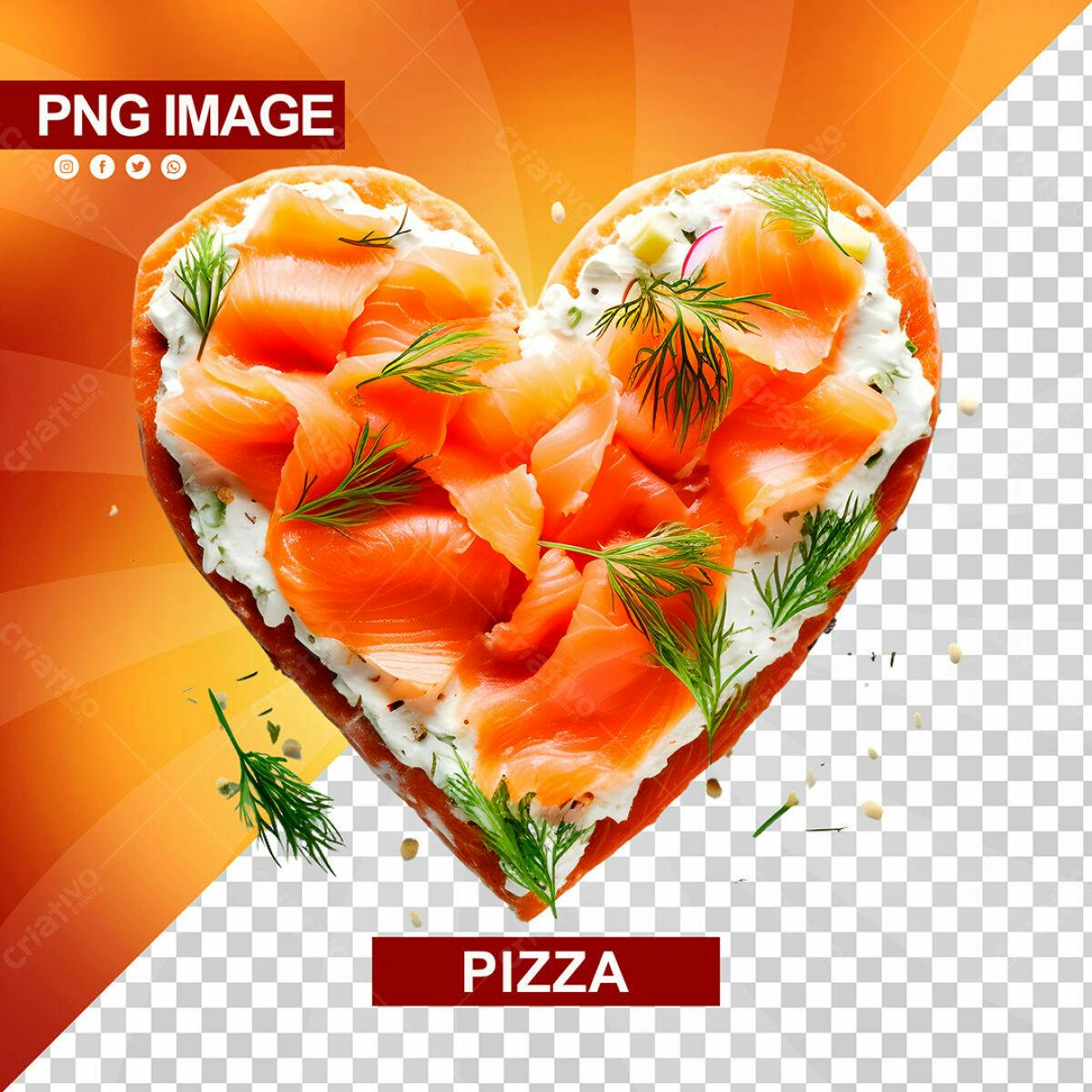 Pizza em Formato de Coração para Dia dos Namorados PSD Editável