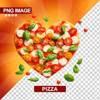 Pizza saborosa com formato de coracao psd