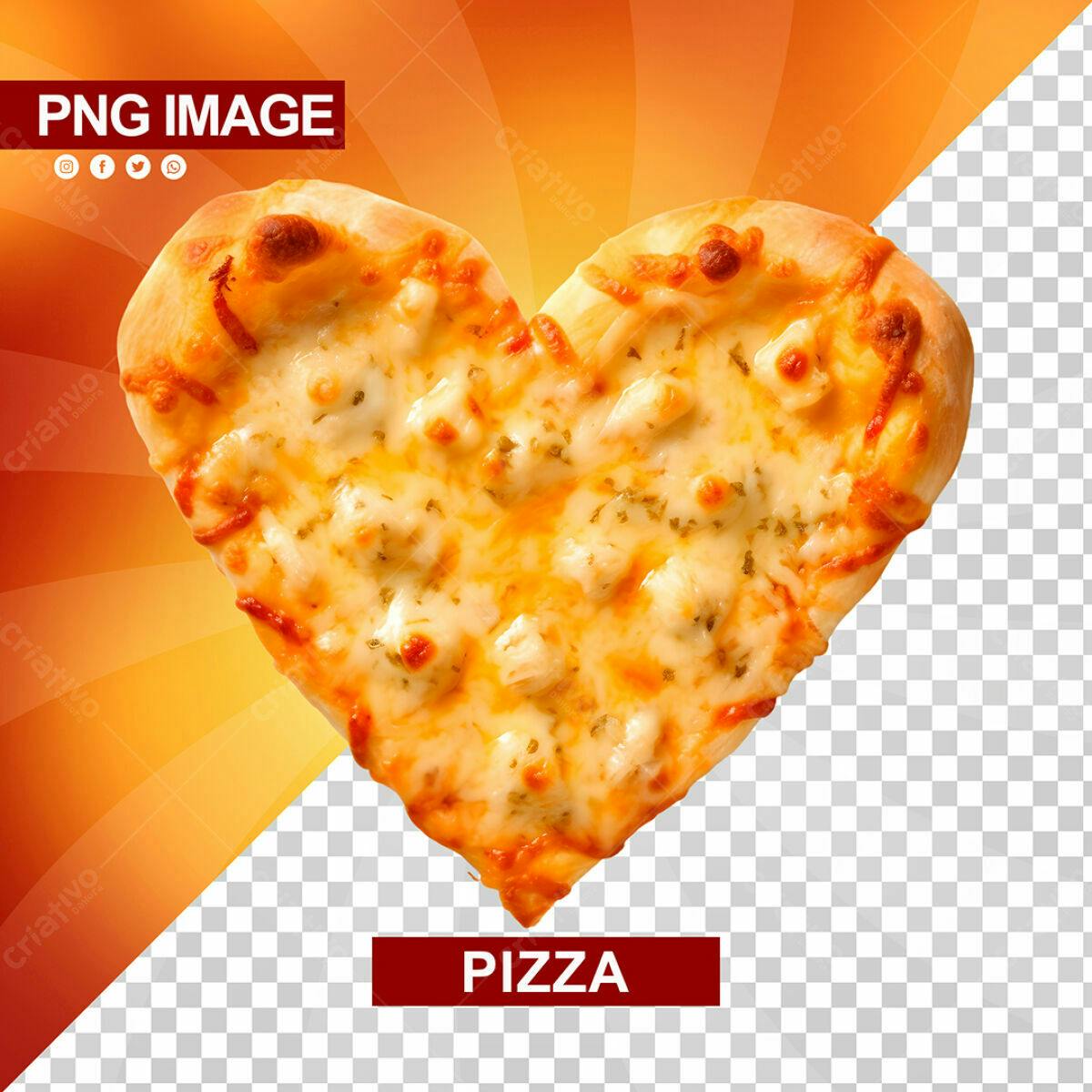 Psd de Pizza em Formato de Coração para Dia dos Namorados