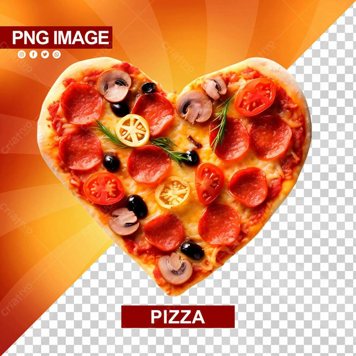 PSD de Pizza em Formato de Coração para Dia dos Namorados