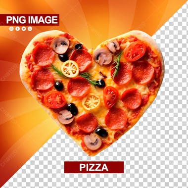 Pizza deliciosa formato de coracao psd