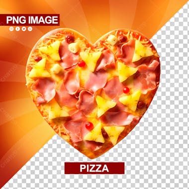 Deliciosa pizza formato coracao presunto e queijo psd