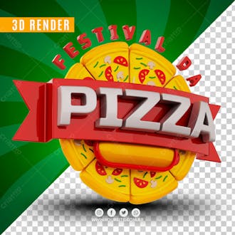 Selo 3d festival da pizza para composicao psd