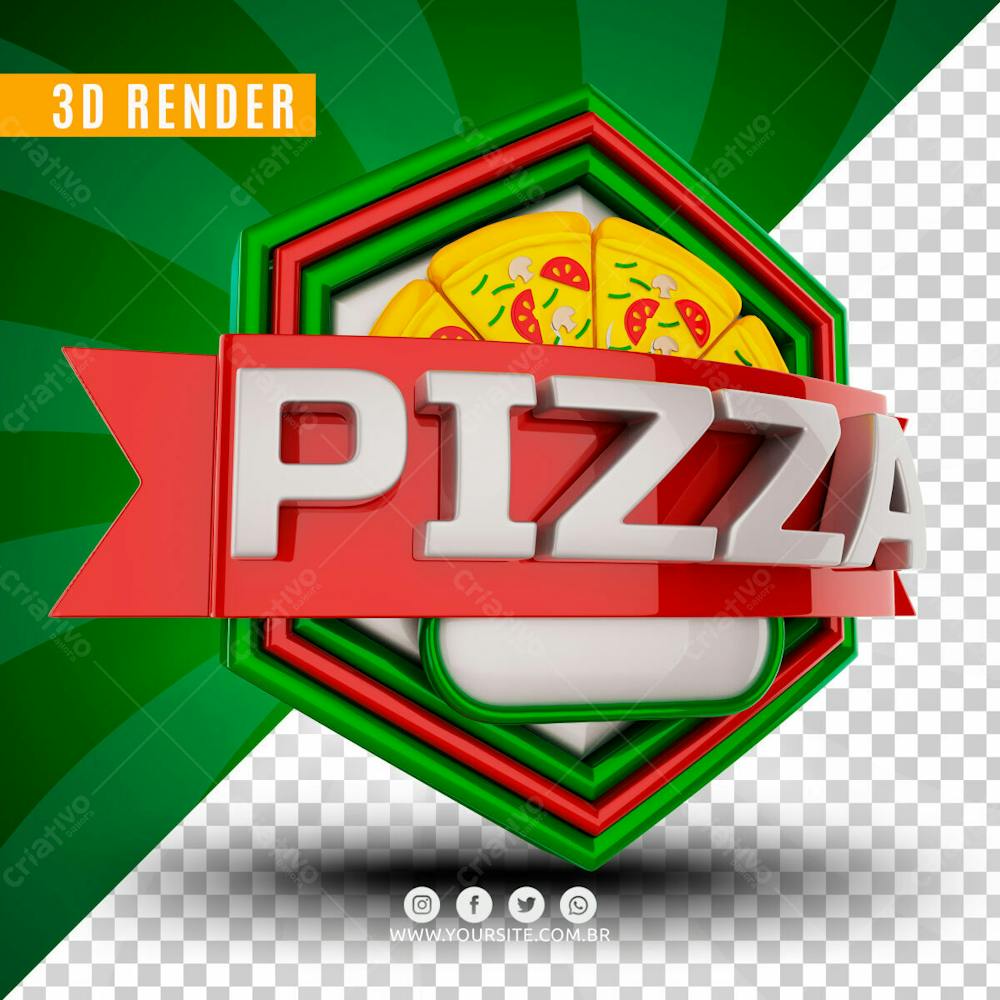 Selo 3D Pizza Com Fatias Para Composicao Psd (1)