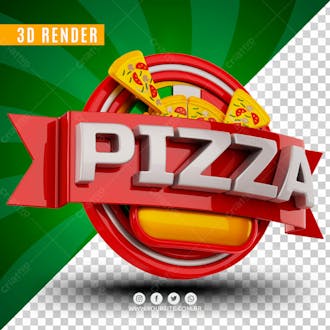 Selo 3d pizza com fatias para composicao psd