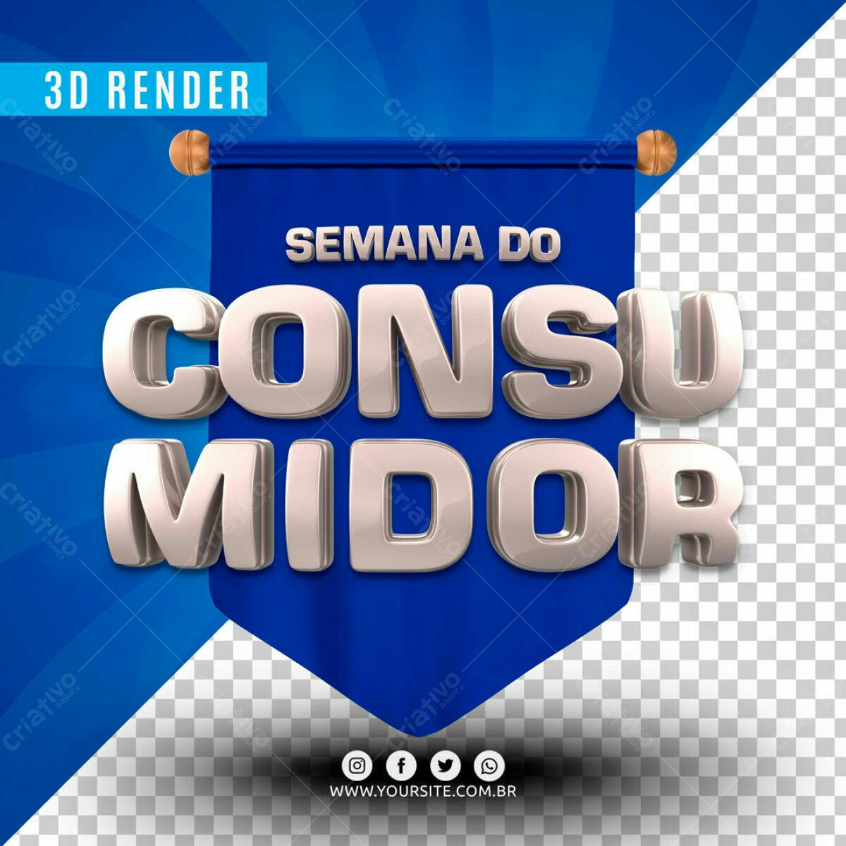 Selo 3D Promocional Metálico Azul e Prata