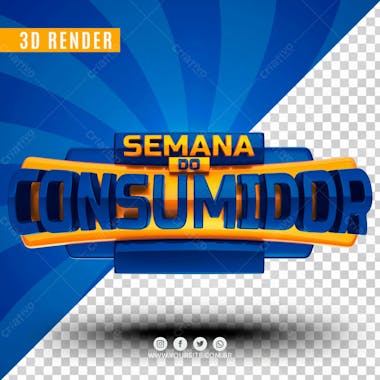 Selo 3d para composicao semana do consumidor psd editavel