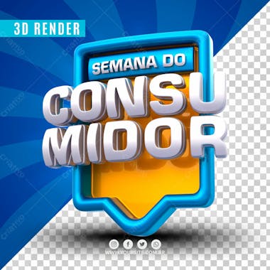 Semana do consumidor azul selo 3d para composicao psd