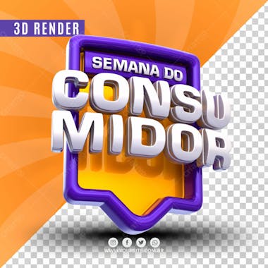 Selo 3d para composicao semana do consumidor psd editavel