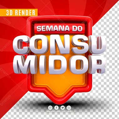 Selo 3d para composicao semana do consumidor psd editavel