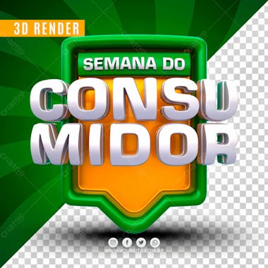 Selo 3d para composicao semana do consumidor psd editavel