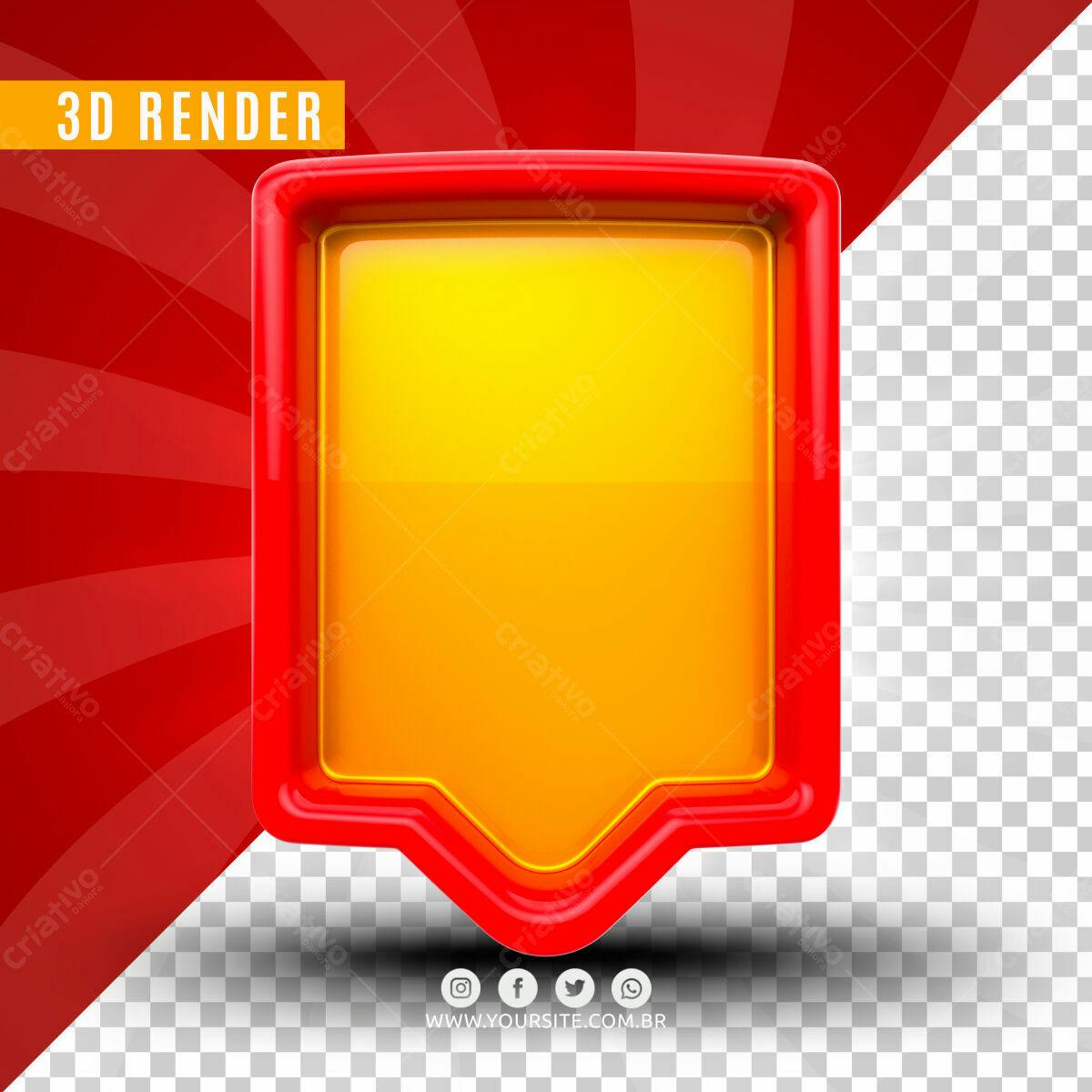 Selo 3D promocional vermelho e amarelo
