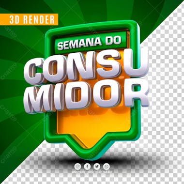 Selo 3d para composicao semana do consumidor psd editavel