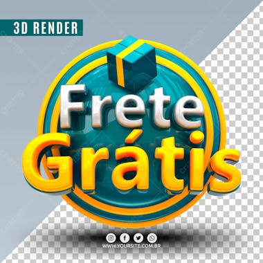 Selo 3d frete gratis azul marinho para composicao psd