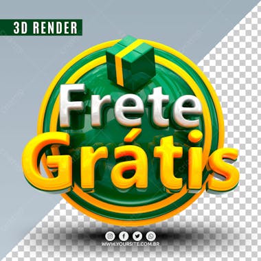 Selo 3d frete gratis verde para composicao psd