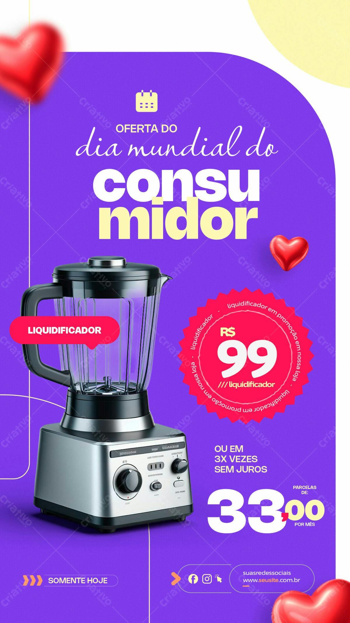 Flyer Dia Mundial do Consumidor com Liquidificador PSD Editável