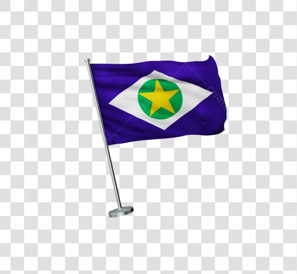 Bandeira Do Mato Grosso Elemento 3D Para Composicao Png Transparente