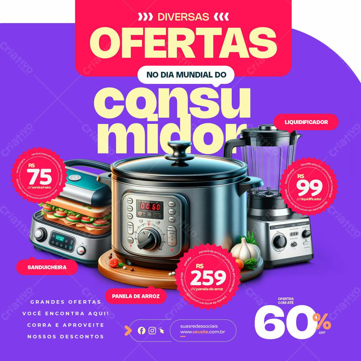 Flyer Dia Mundial do Consumidor PSD Editável