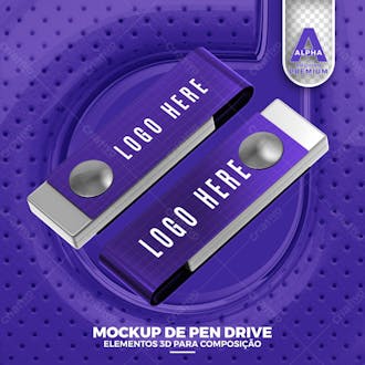 Mockup de pen drive elemento 3d psd editavel